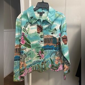 Gaudy Couture Women’s Button Down Jacket with Ancient Greece inspired graphic XL
